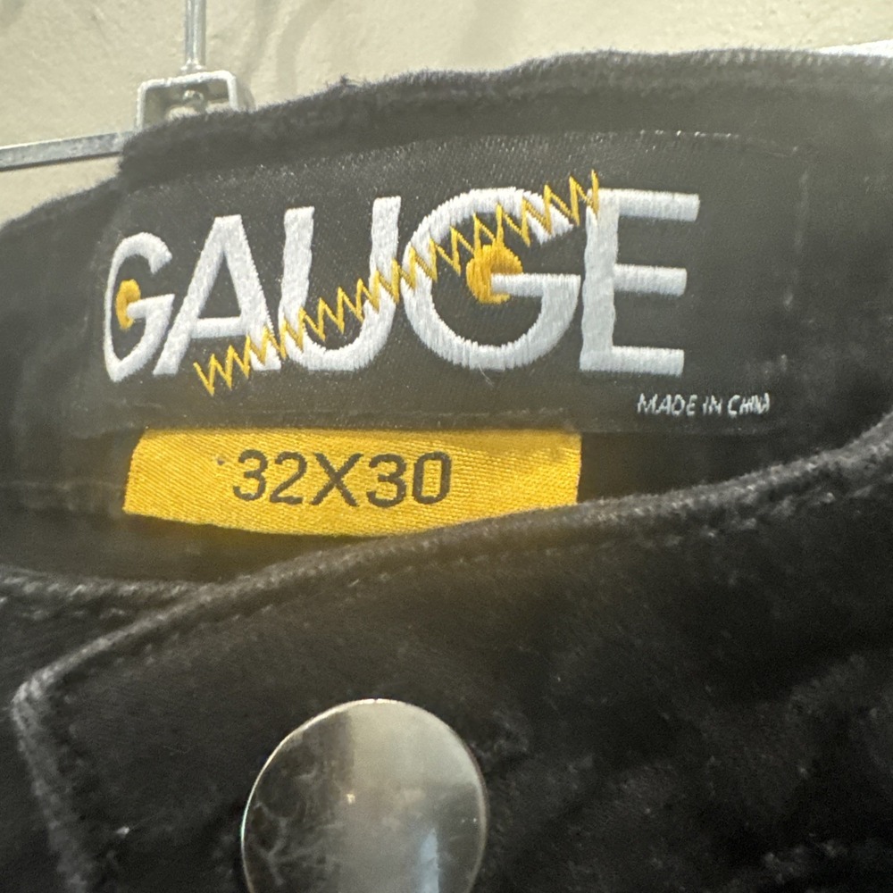 Gauge Men's Black Cargo Moto Jeans 32x28 Multi Pocket Zipper Biker Denim Pants - Picture 7 of 12